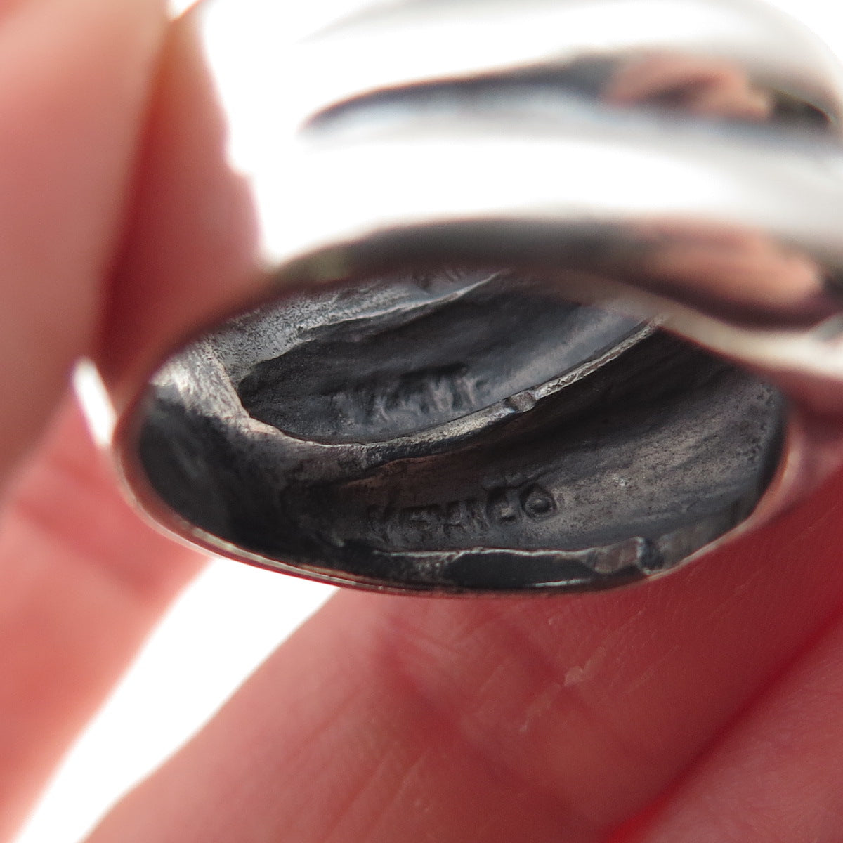 925 Sterling Silver Vintage Mexico Modernist Oxidized Ring Size 8