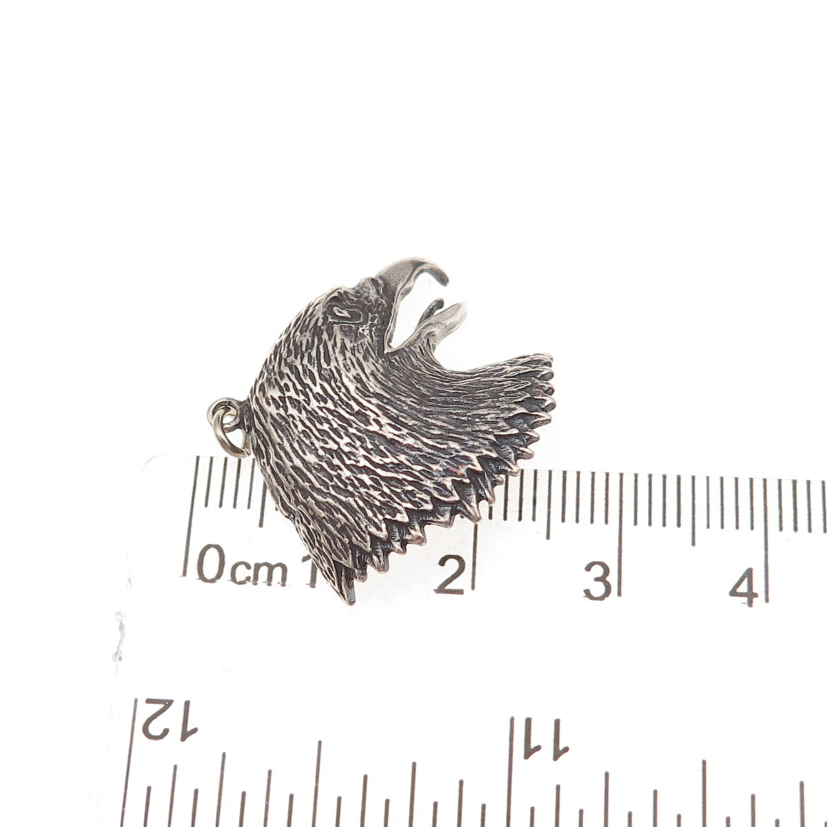 925 Sterling Silver Vintage Bald Eagle Head Oxidized Charm Pendant