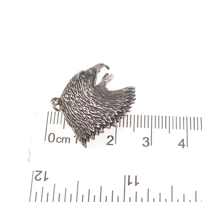 925 Sterling Silver Vintage Bald Eagle Head Oxidized Charm Pendant