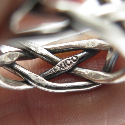 925 Sterling Silver Vintage Mexico Woven Band Ring Size 6