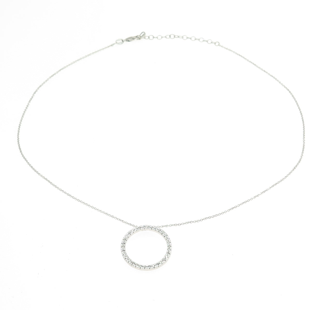 925 Sterling Silver Round-Cut C Z Circle of Life Chain Necklace 16-18"