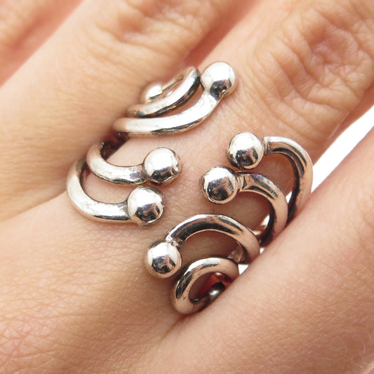 ATI ANNIKA WITT Sterling Silver Vintage Modernist Wavy Adjustable Ring Size 8.5