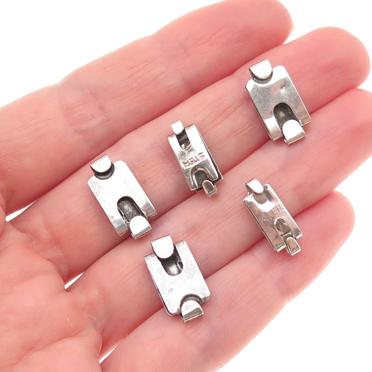 925 Sterling Silver Antique Art Deco SET of 5 Floral Bracelet / Necklace Links