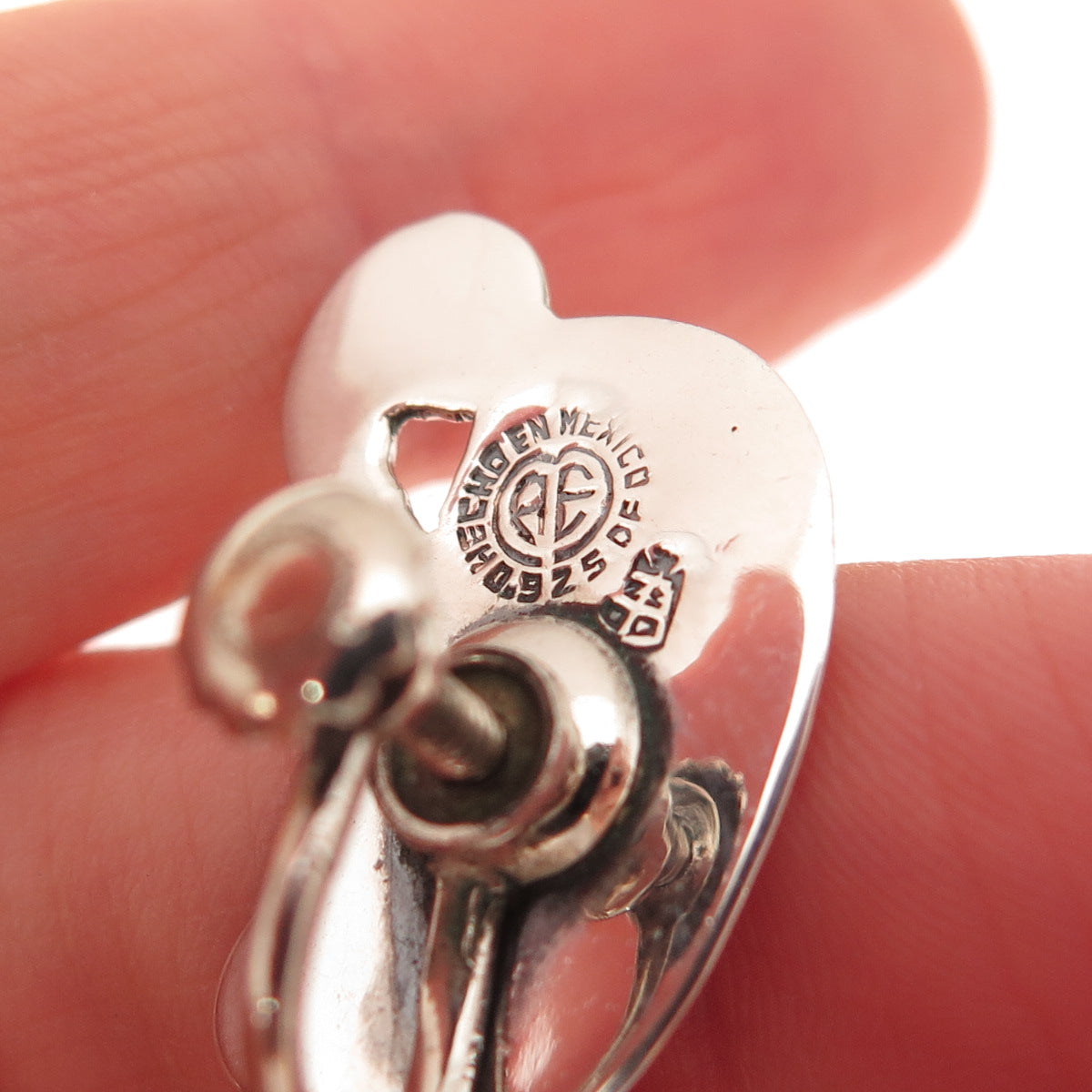 925 Sterling Silver Vintage Mexico Modernist Floral Oxidized Screw Back Earrings