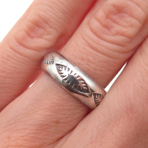 Lee McCray Navajo Old Pawn 925 Sterling Silver Vintage Tribal Band Ring Size 5.5