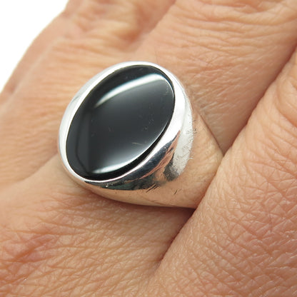 BINDER BROS. 925 Sterling Silver Vintage Real Black Onyx Gem Ring Size 10.75