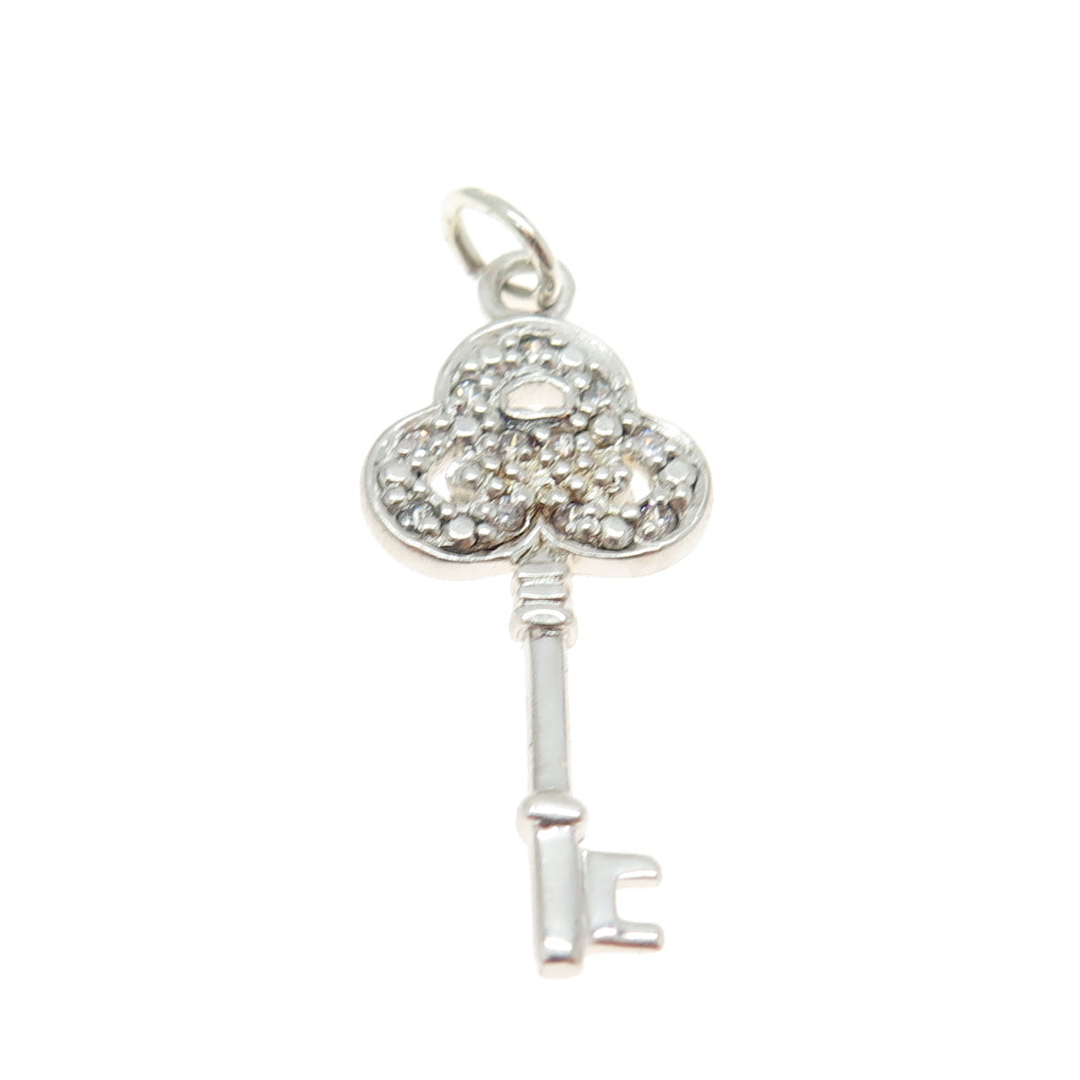 925 Sterling Silver Round-Cut Shaped C Z Key Pendant