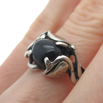 CARMELIO PATNIA Old Pawn 925 Sterling Vintage Real Black Onyx Ring Size 8.25