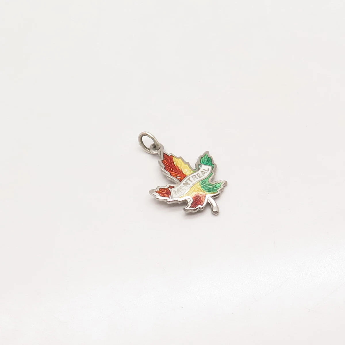 925 Sterling Silver Vintage Breadner & Co. Enamel "Montreal" Maple Leaf Pendant