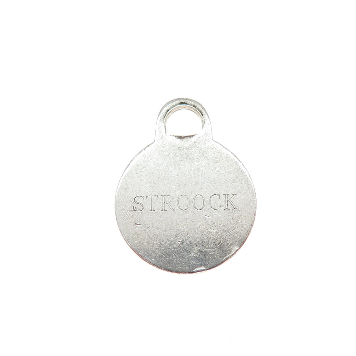 TIFFANY & CO. 925 Sterling Silver Vintage Engraved Round Tag Charm Pendant