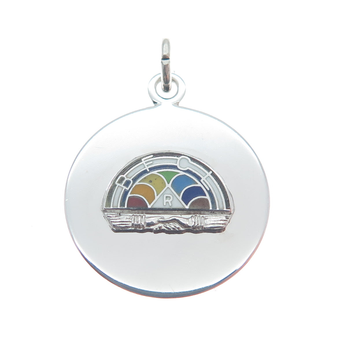 WELLS 925 Sterling Silver Vintage Enamel Masonic Youth Group Charm Pendant