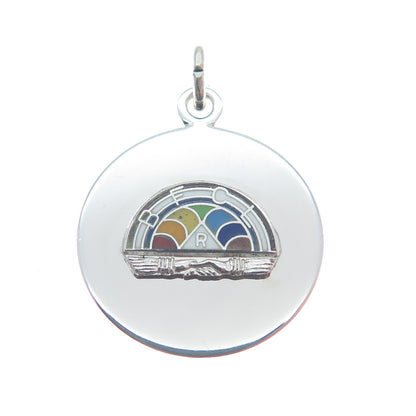 WELLS 925 Sterling Silver Vintage Enamel Masonic Youth Group Charm Pendant