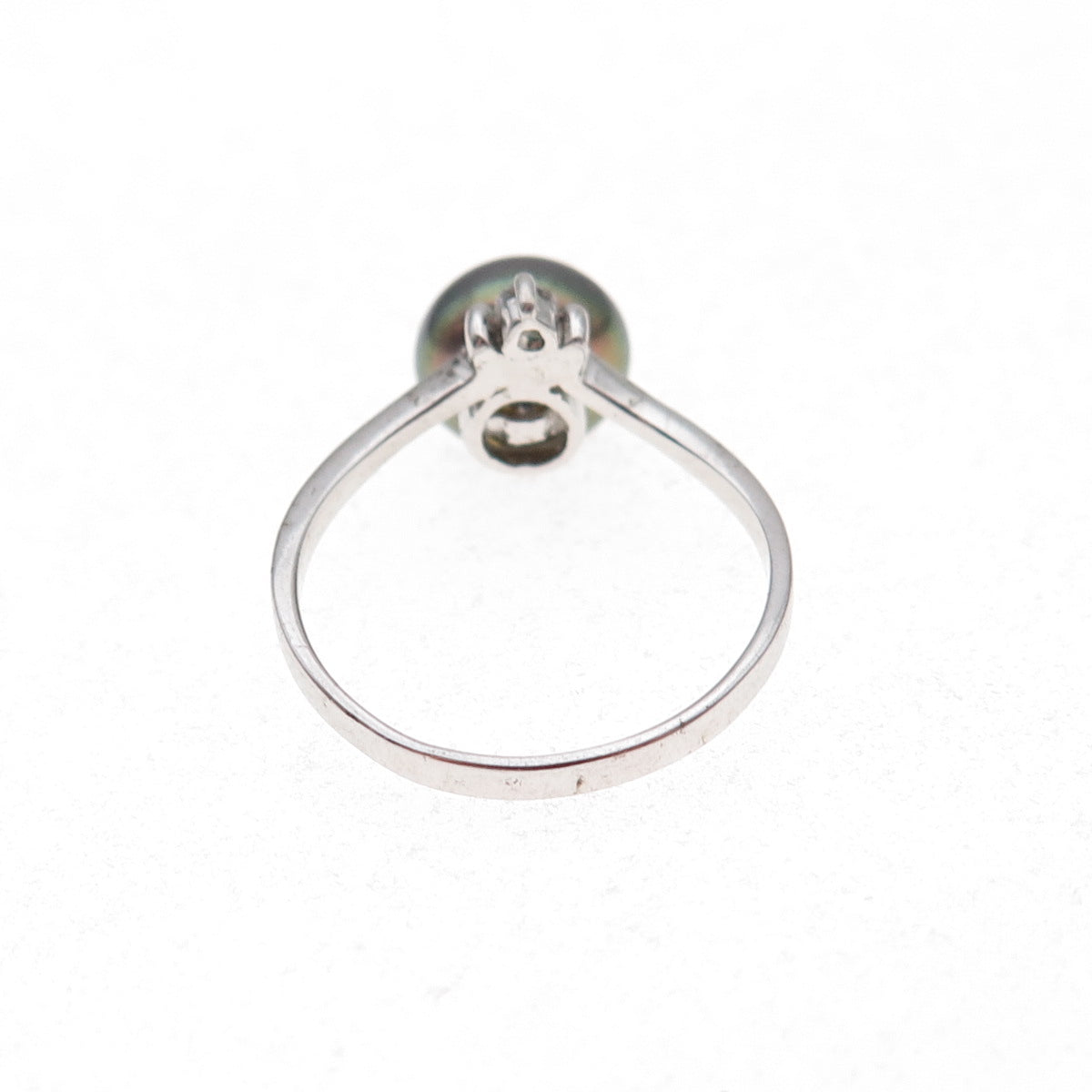 925 Sterling Silver Real Tahitian Pearl & C Z Ring Size 5.75