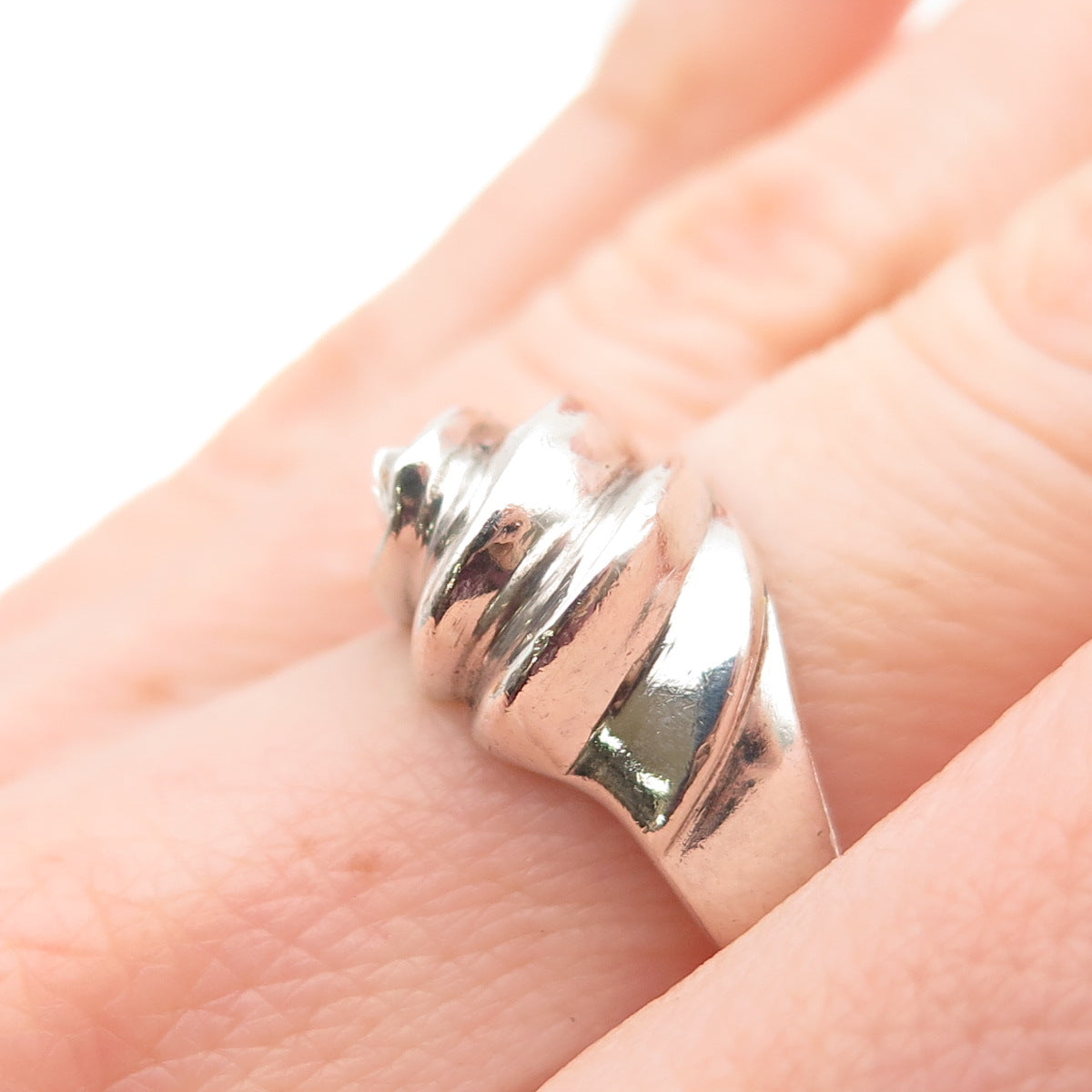 925 Sterling Silver Vintage Modernist Oxidized Ring Size 6.75