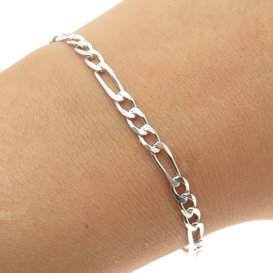 IBB 925 Sterling Silver Italy Figaro Link Bracelet 7"