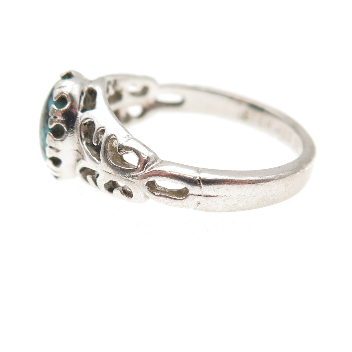Seta 925 Sterling Silver Vintage Real Turquoise Butterfly Oxidized Ring Size 6
