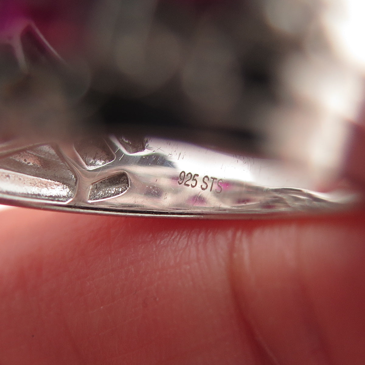 Chuck Clemency 925 Sterling Lab-Created Ruby & Real White Topaz Ring Size 7.25