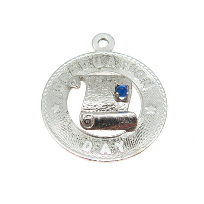 MARC MERCY 925 Sterling Silver Vintage Glass "Graduation Day" Diploma Pendant
