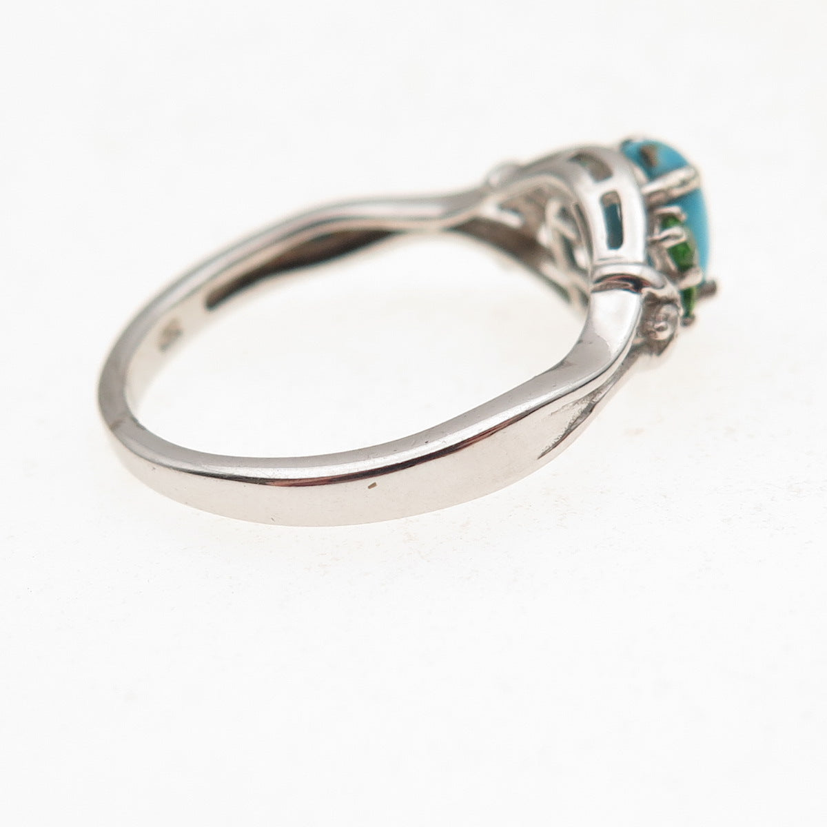 Chuck Clemency 925 Sterling Real Sleeping Beauty Turquoise & Peridot Ring Size 8