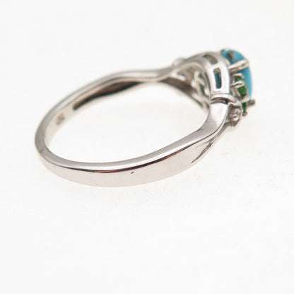 Chuck Clemency 925 Sterling Real Sleeping Beauty Turquoise & Peridot Ring Size 8