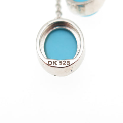 925 Sterling Silver Real Sleeping Beauty Turquoise Cable Chain Necklace 18-20"