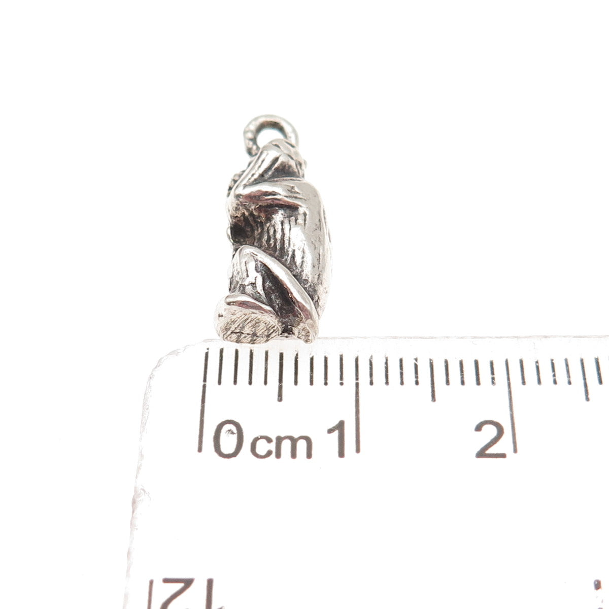 925 Sterling Silver Vintage Can't Hear Wise Monkey 3D Mini Charm Pendant