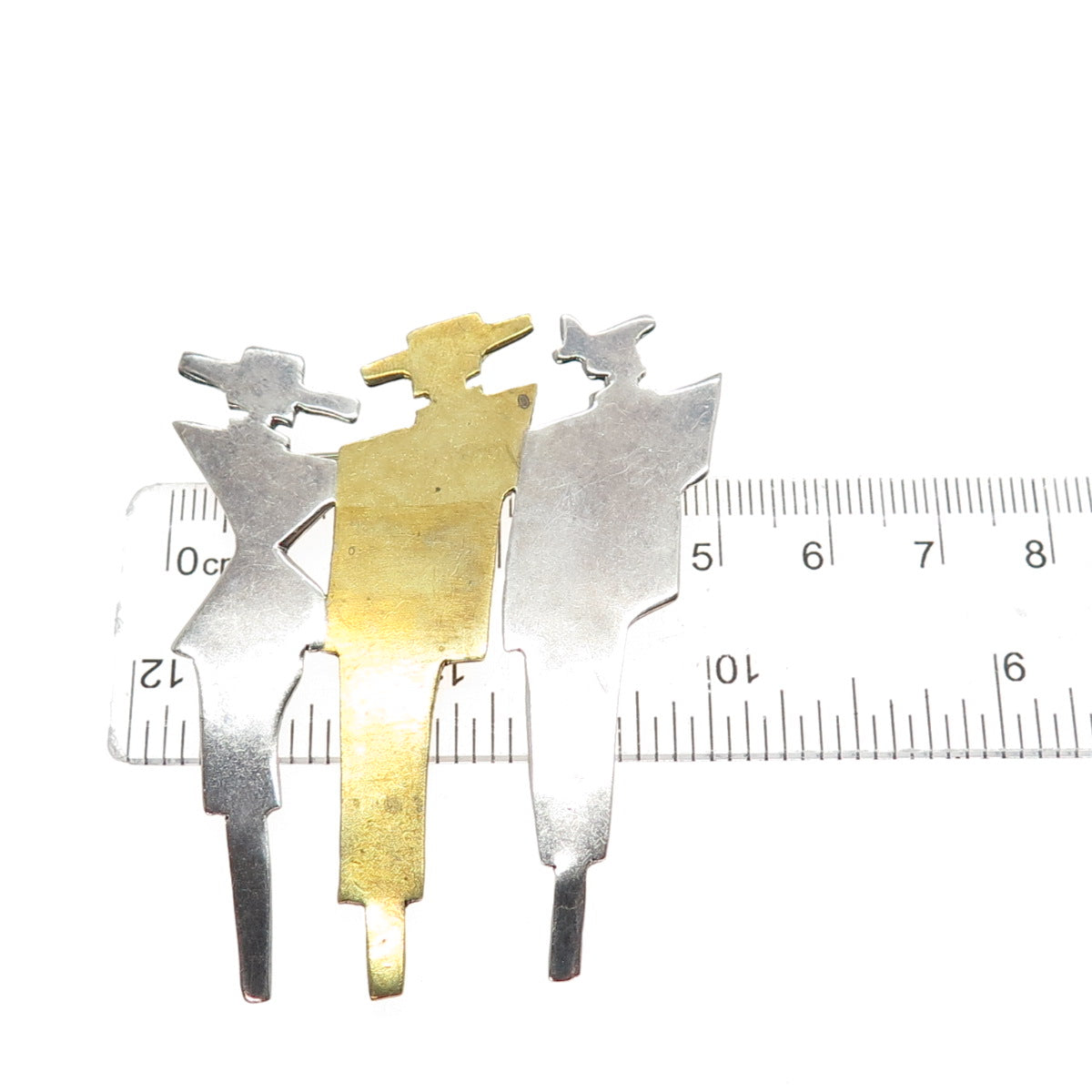 925 Sterling Silver 2-Tone Vintage Mexico Three Elegant Ladies Pin Brooch