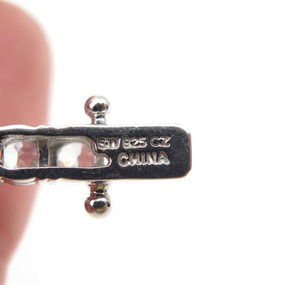 925 Sterling Silver Round-Cut C Z Tennis Link Bracelet 7.25"