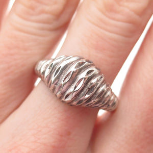 925 Sterling Silver Vintage Modernist Ribbed Dome Oxidized Ring Size 9.5