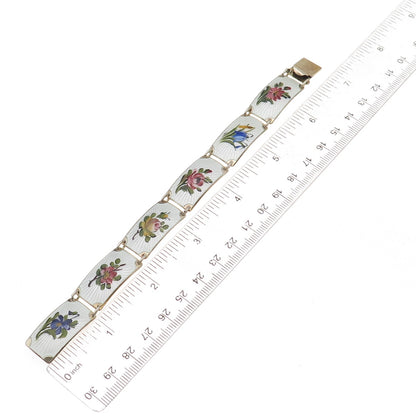 Finn Jensen 925S Sterling Gold Plated Vintage Norway Enamel Bracelet 6.75"