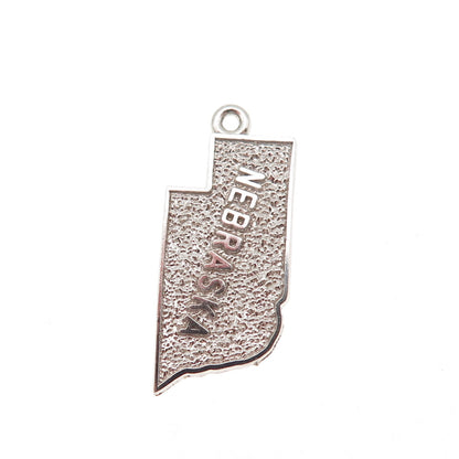 Rembrandt RQC 925 Sterling Silver Vintage Nebraska State Map Charm Pendant