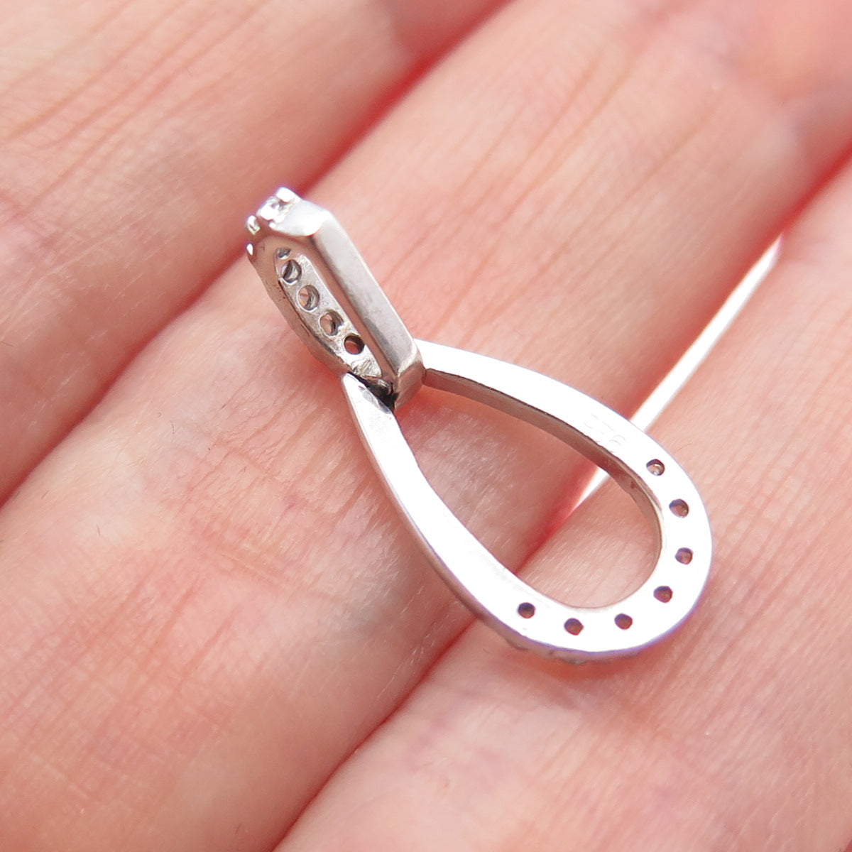 925 Sterling Silver Round-Cut C Z Teardrop Minimalist Charm Pendant