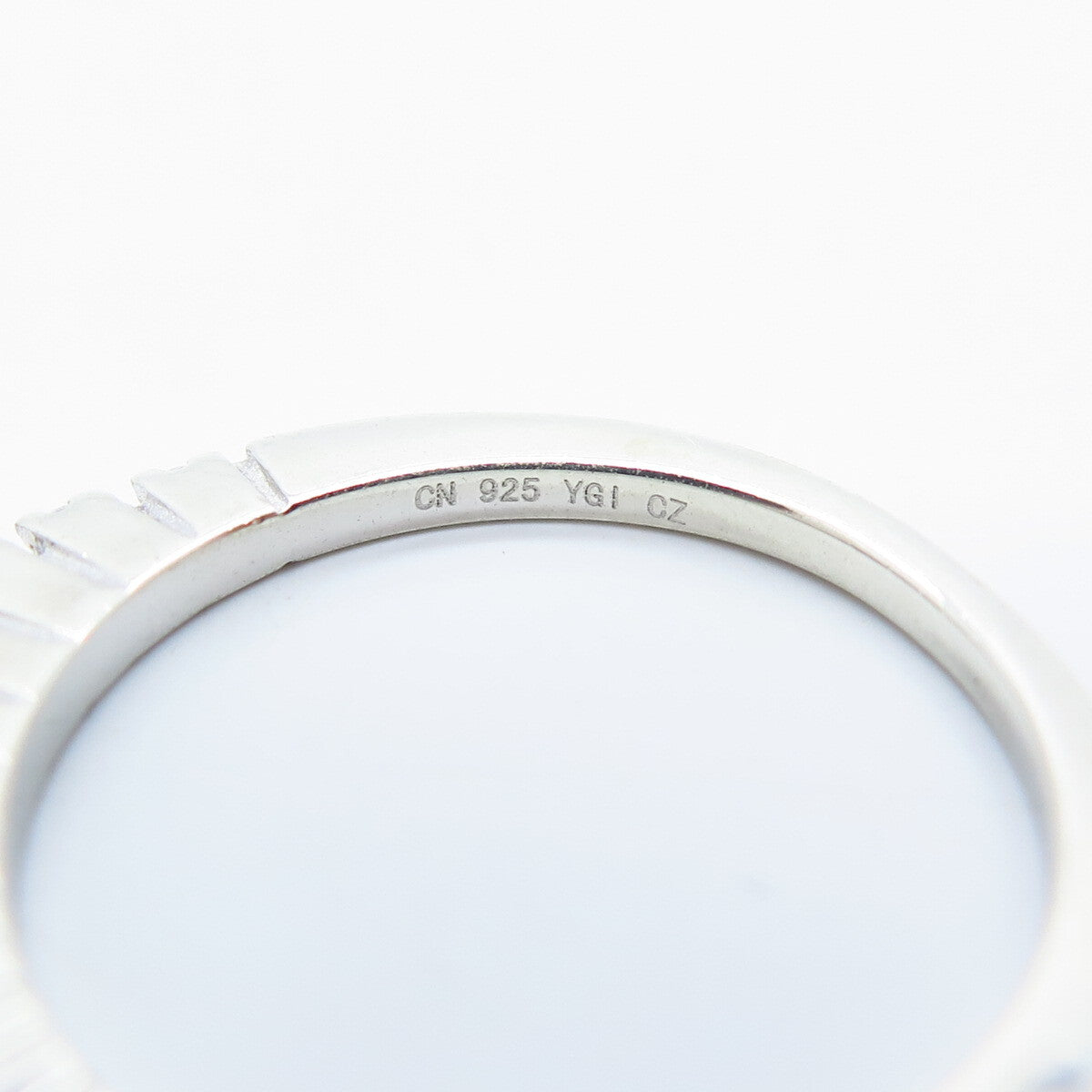 925 Sterling Silver C Z Half Eternity Band Ring Size 5