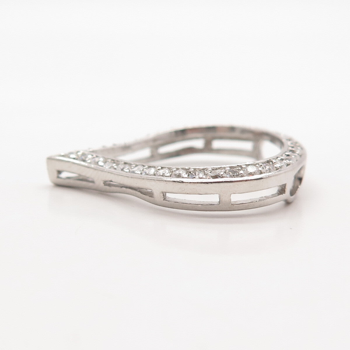 925 Sterling Silver Pave C Z Slide Pendant