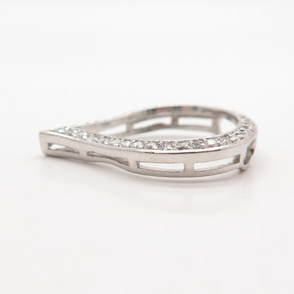 925 Sterling Silver Pave C Z Slide Pendant
