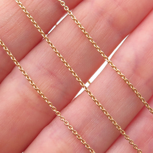 925 Sterling Silver Gold Plated Italy Cable Chain Necklace 15-16"