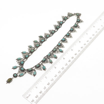 800 Silver Antique Austro-Hungarian Real Turquoise Necklace 16" (missing links)