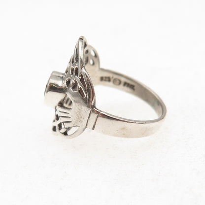 Peter Stone 925 Sterling Silver Vintage Real Amethyst Irish Claddagh Ring Size 6