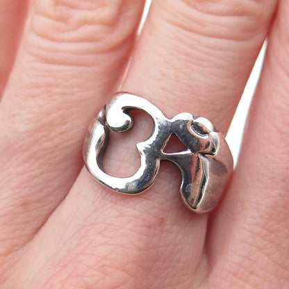 925 Sterling Silver Vintage Om Mantra Oxidized Ring Size 7.75