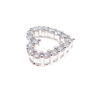 SAI 925 Sterling Silver Round-Cut C Z Heart Minimalist Slide Charm Pendant