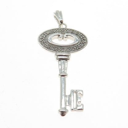 925 Sterling Silver Real White Diamond Key Pendant