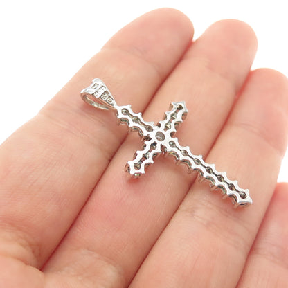 ROSS SIMONS 925 Sterling Silver Round-Cut C Z Cross Charm Pendant