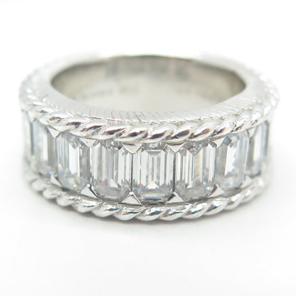 JUDUTH RIPKA 925 Sterling Silver Baguette-Cut C Z Half Eternity Ring Size 5