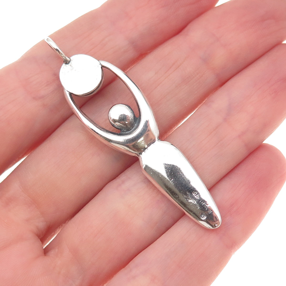 925 Sterling Silver Vintage Real Turquoise Fertility Goddess Charm Pendant
