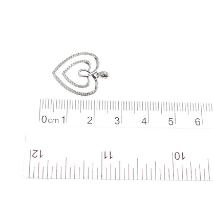 925 Sterling Silver Round-Cut C Z Double Heart Charm Pendant