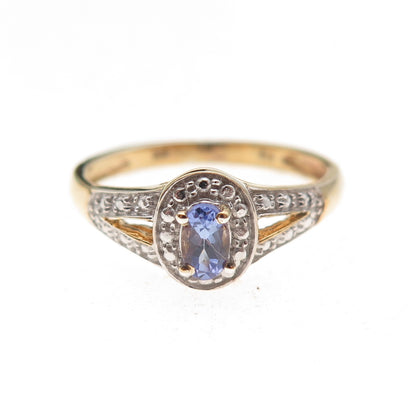 Chuck Clemency Sterling Silver Gold Plated Real Tanzanite & Topaz Ring Size 8.25