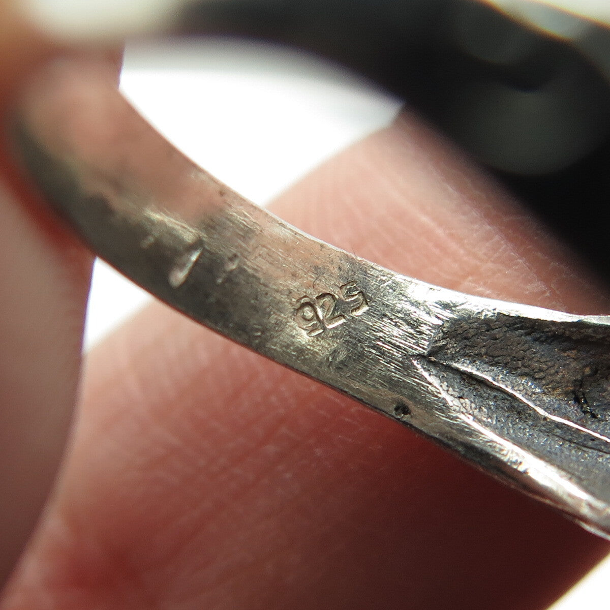 925 Sterling Silver Vintage Aries Zodiac Sign Oxidized Adjustable Ring Size 9.25