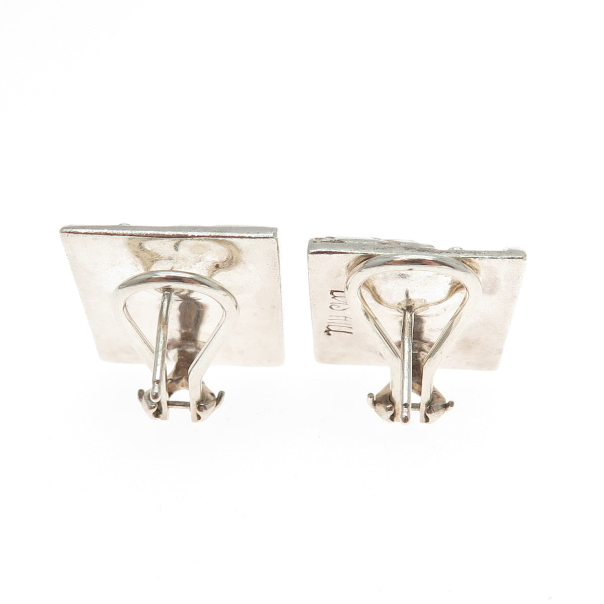 LOIS HILL 925 Sterling Vintage Granulated Signature Scroll Omega Back Earrings