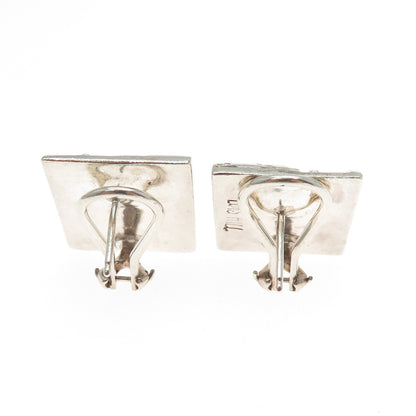 LOIS HILL 925 Sterling Vintage Granulated Signature Scroll Omega Back Earrings