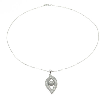 925 Sterling Silver Round-Cut C Z Modernist Eye Cable Chain Necklace 16"